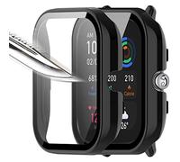 Msm-case 2 piezas Película protectora de pantalla negro con vidrio templado para,estuche para PC con dureza 9H, parachoques, estuche protector completo delgado para inteligente Amazfit GTS 4 mini