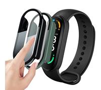 Msm-case [2 Piezas Película Protectora de Pantalla Negro+Verde con Vidrio Templado para,Estuche para PC con dureza 9H, Parachoques, Estuche Protector Completo Delgado para Inteligente Mi Band 6/5/4/3