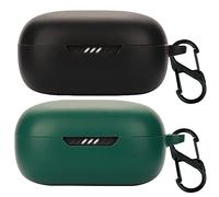 Msm-case de Silicona Compatible con JBL Live Pro 2, [Admite Carga inalámbrica] [Funda Protectora a Prueba de Golpes] [Funda [Mosquetón] Lindo de Dibujos Animados en 3D Black Green