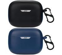 Msm-case de Silicona Compatible con JBL Tune 230NC, [Admite Carga inalámbrica] [Funda Protectora a Prueba de Golpes] [Funda [Mosquetón] Lindo de Dibujos Animados en 3D Black Blue