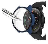 Msm-case Película Protectora de Pantalla Azul con Vidrio Templado para Mi Watch, Estuche para PC con dureza 9H, Parachoques, Estuche Protector Completo Delgado para Smart Mi Watch