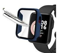 Msm-case Película protectora de pantalla azul con vidrio templado para Mi Watch lite, estuche para PC con dureza 9H, parachoques, estuche protector completo delgado para Smart Mi Watch lite