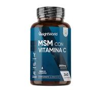 MSM con Vitamina C 2500mg, 360 Comprimidos, 6 Meses de Suministro | Suplemento de Metilsulfonilmetano y Ácido Ascórbico, Apto para Veganos, Sin Estearato de Magnesio ni OGM