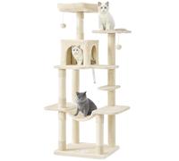MSmask Gran árbol para gatos L estable con plataformas, nichos para gatos, columpio, columnas de sisal, árbol de escalada de varios pisos para gatos (beige)