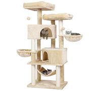 MSmask Rascador grande de 153 cm de alto, para gatos grandes con 2 grandes plataformas, cuevas grandes, troncos de sisal, árbol rascador para gatos de sisal natural, rascador estable, beige