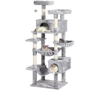 MSmask Rascador grande de 193 cm de alto, XXL, para gatos grandes, estable, con 2 cuevas, 2 plataformas, hamaca, árbol para gatos con varios niveles, rascador para gatos