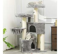 MSmask Rascador grande XXL, árbol para gatos estable con barras rascadoras de sisal, 2 plataformas de observación