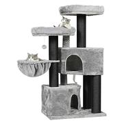 MSmask Rascador grande XXL, árbol para gatos estable con columnas de sisal, 2 plataformas de observación