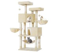 MSmask Rascador para gatos grandes, con gran cueva, troncos de sisal, color natural