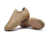 MSMAX Zapatos de jazz de cuero para mujer, sin cordones, para baile, práctica, enseñanza, Marrón, 41.5 EU