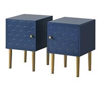 MSMOK Azul marino, mesita de noche, mesita de noche, mesa auxiliar, mesa de sofá adecuada para cualquier cama y dormitorio (2 unidades, 1 puerta, altura 50/B35/T35 cm)