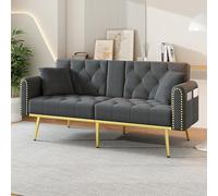 MSMOK Gray. Sofá cama doble plegable con función reclinable, tres ángulos de inclinación ajustables y soporte para bebidas. Adecuado para sala de estar, dormitorio, cine en casa o habitación de