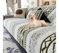 MSNCS Fundas para Sofa Universal Chaise Longue,Funda Cubre Sofas 3 2 4 5 plazas Peluche,Protector de Cubre Sofa Universal Antideslizante Lavable para Perros Gatos(Verde,70x210cm)