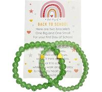 Msndnjr Juego de pulseras de regreso a la escuela con corazón a juego para mamá y yo deseos, regalo para el primer día de escuela, Adjustable, Nailon Metal, No es una piedra preciosa