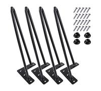 MSOBAIW Patas de Horquilla de 30,48 cm Juego de 4, DIY Muebles de Mesa de Metal Patas Ideales para la Mesa de Comedor, Oficina, 3/8 "de diámetro Medio Siglo Estilo Moderno (30,48 cm, Negro)