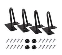 MSOBAIW Patas de Horquilla de 4 Pulgadas Set de 4, DIY Muebles Metal Table Legs Perfect for Gabinete, Wardrobe, TV Gabinetes, cajones, mesita de Noche, 3/8" Diámetro Satén Negro Two-Rod
