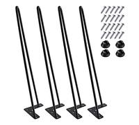 MSOBAIW Patas de Horquilla de 50,8 cm Juego de 4, DIY Muebles de Mesa de Metal Patas Ideales para la Mesa de Comedor, Oficina, 3/8 "de diámetro Medio Siglo Estilo Moderno (50,8 cm, Negro)