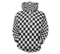 MSOKAZZLES Sudaderas con capucha para hombre y mujer, para otoño, casual, a la moda, 2024, Bandera de carreras a cuadros blanco y negro, X-Large
