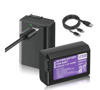 Mspalocell 2 pcs NP-FW50 batería de Repuesto 2250mAh con USB Tipo-C de Carga, Compatible con Sony ZV-E10, Alpha a5100, a6000, a6300, a6400, a6500, a7, a7 II, a7R, a7R II, a7S, a7S II, RX10 cámara