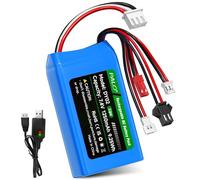 Mspalocell Batería Lipo 7,4 V 1250mAh PH2.0/JST/SM-2P/MX2.0 Batería 25C, con Enchufe Equilibrio XH2.54-3P & Cargador USB, para WLtoys RC Crawler SCX24 CR18P FCX18 FCX24, para Coche RC, Barco, Avión
