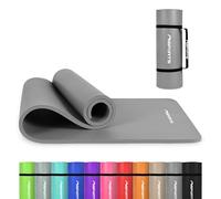 MSPORTS Alfombrilla de gimnasia premium con correa de transporte + póster de ejercicios + App de entrenamiento | Alfombrilla de fitness agradable para la piel 190 x 60 x 1,0 cm - Antracita - Esterilla