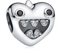 MSPOVOF Abalorio de corazón de monstruos para pulseras y collares, plata de ley 925 para mujer, regalo de joyería