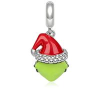 MSPOVOF Abalorio de rana de Navidad de plata de ley 925 para pulseras y collares para Navidad, familia, cumpleaños, mujeres, regalo de joyería