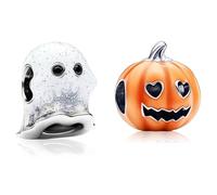 MSPOVOF Boo Ghost & Spooky Pumpkin - Abalorio para pulseras y collares, plata de ley 925 para mujer, regalo de joyería
