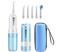 MSQL Irrigador Oral Flosser de Agua Potable Limpiador Dental Recargable con 4 Modos 5 Puntas de Chorro Tanque de Agua de 150 ml