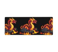 MSRHIUEF Alfombrilla de ratón extragrande con diseño de dragón de fuego en la lava, 12 x 31.5 pulgadas, para aprendizaje de juegos de oficina