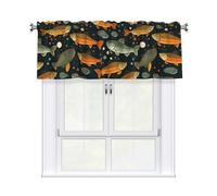 MSRHIUEF Brook - Cortina corta con estampado de truchas y mosca con cenefa, 137 x 45 cm, tratamiento de ventana filtrante de luz para cocina, baño, lavandería, estudio