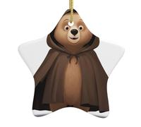 MSRHIUEF Colgante de estrella de cerámica con estampado de oso en una capa, fácil de colgar, muy adecuado para decorar árboles de Navidad