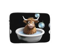 MSRHIUEF Highland Cow Baby Taking a Bath Stamp - Funda portátil para laptop, a prueba de golpes, funda portátil para laptop de 10 pulgadas, para hombres y mujeres, viajes de negocios, oficina, uso