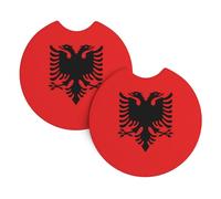 MSRHIUEF Juego de 2 posavasos de coche con impresión de bandera de Albania, impermeables, de secado rápido, inodoros, para la mayoría de coches, camiones, SUV