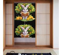 MSRHIUEF Little Rabbit Reading Under The Fruit Tree - Cortinas estampadas de 2 piezas empalmadas de 86 x 142 cm para puertas, ventanas, separación de habitaciones, protección de privacidad, luz solar