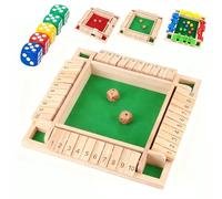 MSRXUP Shut The Box - Juego de mesa de dados de madera para 2-4 jugadores, paneles de números giratorios, juego de mesa de aprendizaje de matemáticas mejorado para niños y adultos, para el hogar, el