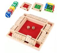 MSRXUP Shut The Box - Juego de mesa de dados de madera para 2-4 jugadores, paneles de números giratorios, juego de mesa de aprendizaje de matemáticas mejorado para niños y adultos, para el hogar, el