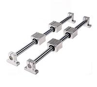 Mssoomm Juego de 2 barras de movimiento lineal de guía de desplazamiento D 10 mm x 27.56 pulgadas / 700 mm + 4 rodamientos de bloque SCS10UU + 4 piezas de soporte de riel de aluminio SK10 juego de movimiento lineal para impresora 3D, bricolaje, CNC