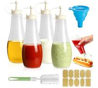 Mssushi 4 Botellas de Salsa de 720 ml/25 oz con Tapa,Squeeze Bottle,Botella Exprimible a Prueba de Fugas y Reutilizable,Adecuada Para Aceite,Ketchup,Mayonesa,Jarabe y Condimentos.