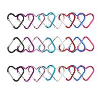MsTeco 24 Piezas Mosquetón de Corazón, 4 cm Pequeño Mosquetón Mosquetón de Aleación de Aluminio Mosquetones Multifunción para Pesca, Camping, Senderismo, Mochilero