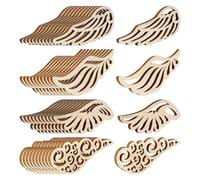 MsTeco 80 Piezas de Recortes de Alas de Madera Ahuecadas, Adornos y Accesorios Creativos para Manualidades y Bricolaje