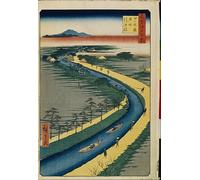 MSTECO arte de la pared de la lona lienzos decorativos Pintura famosa Cien célebres de Edo Remolcadores en el canal Yotsugi Dori por Utagawa Hiroshige para sala de estar 60x90cm
