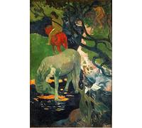 MSTECO Arte de la Pared Poster Cuadros en Lienzo Pintura Clásica el caballo blanco de Paul Gauguin para Decoración de Oficina 60x90cm