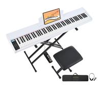 MSTNE Piano digital de 88 teclas con peso con banco de piano, piano de teclado semipesado de tamaño completo de 88 teclas, piano electrónico para principiantes, con soporte ajustable, funda de