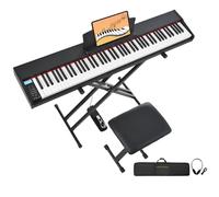 MSTNE Piano digital de 88 teclas con peso con banco de piano, piano de teclado semipesado de tamaño completo de 88 teclas, piano electrónico para principiantes, con soporte ajustable, funda de