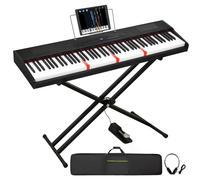 MSTNE Piano digital de 88 teclas, teclado semipesado, teclado de piano de 88 teclas para principiantes con teclas iluminadas, piano eléctrico portátil con soporte ajustable, funda de transporte, pedal