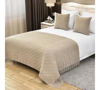 MSTZA Juego de Caminos de Cama de Punto Suave y sólido con Borlas de 130 * 170/230/260 mm, Corredores de Cama Decorativos de Punto de Cable con Cojines a Juego para el hogar y el Hotel