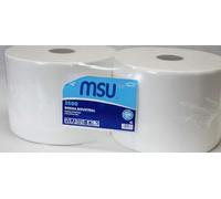 MSU - Bobina Papel Secamanos Industrial Laminado | 100% Celulosa Virgen Alta Absorción | Elegante Blanco, Sostenible | Pack 2,unidades
