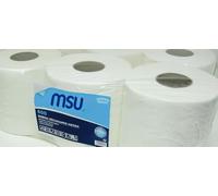 MSU - Bobina Papel Secamanos Mecha Laminado | Alta Absorción | Ecológico | Ideal para Baños y Cocinas | Pack 6 Unidades, Blanco, Papel