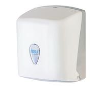 MSU - Dispensador de Papel con Cierre de Seguridad y Llave | Capacidad Ø 190, Peso Neto 1.085 kg | Incluye Tornillos y Tacos, Blanco, Policarbonato | Dispensación Central